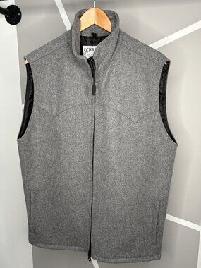 Schaefer Outfitter Wool Arena Vest Men’s XL Full Zip Heather Grey Western Yoke